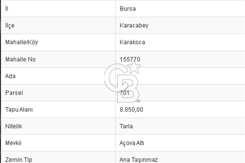 CB BLACK KARACABEY KARAKOCA SATILIK 8850M2 KIYMETLİ ARAZİ*