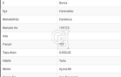CB BLACK KARACABEY KARAKOCA SATILIK 8850M2 KIYMETLİ ARAZİ*