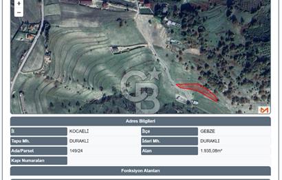 GEBZE DURAKLI KÖYÜ 1935 m2 NAZIM İMAR PLANI KAPSAMINDA ARSA