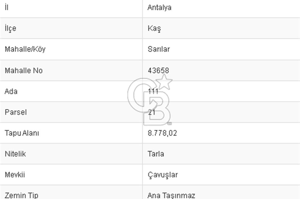 CB BLACK ANTALYA KAŞ SARILAR SATILIK FIRSAT ARAZİ!