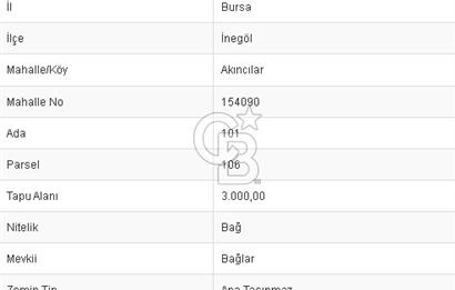 CB BLACK İNEGÖL AKINCILAR SATILIK 3 DÖNÜM ARAZİ