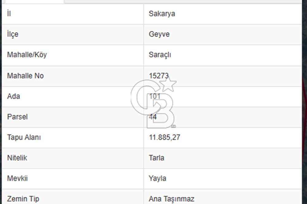 SAKARYA GEYVE 12 DÖNÜM SATILIK, MÜSTAKİL ARSA