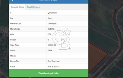 BİGA GERLENGEÇ SATILIK TARLA BAHAR KARADAL CB 1915