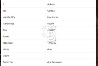 İNCEK BÖLGESİNİN EN DEĞERLİ LOKASYONUNDA SATILIK 1100 m2 ARSA