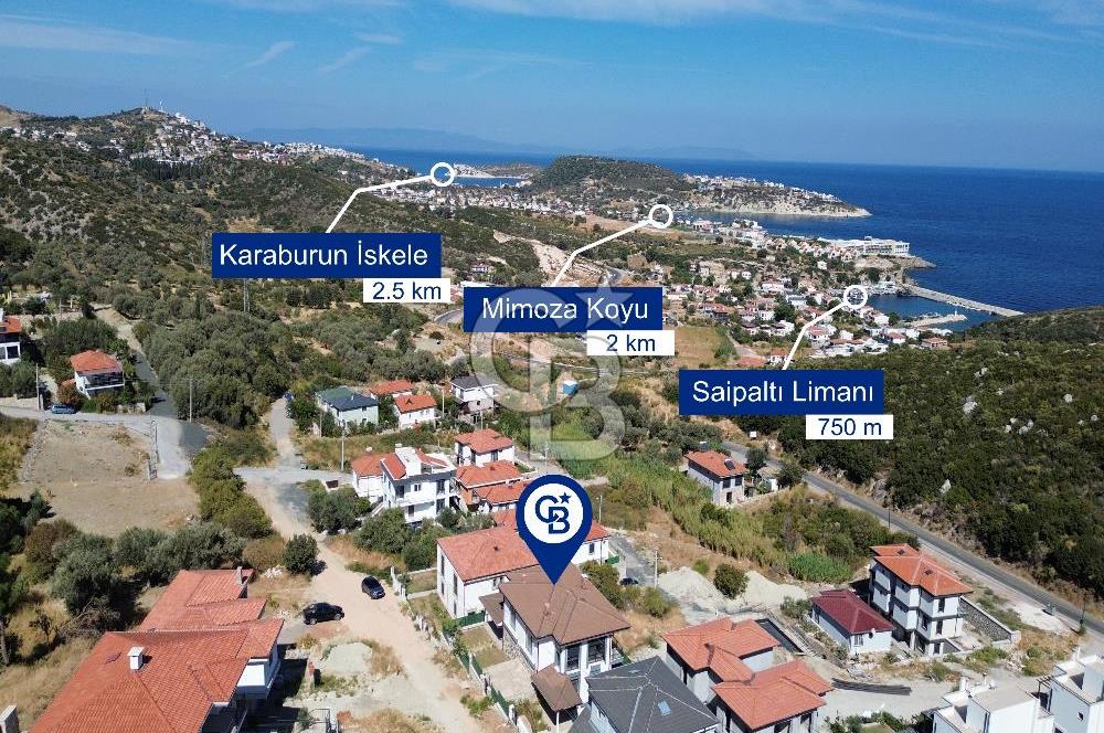 Karaburun Saip'te Deniz Manzaralı Geniş Bahçeli 3+1 Tripleks