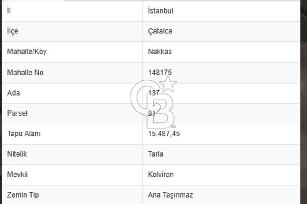 ÇATALCA NAKKAŞ, TOKİ REZERV ALANINDA, HAVAALANINA YAKIN, SATILIK ARSA
