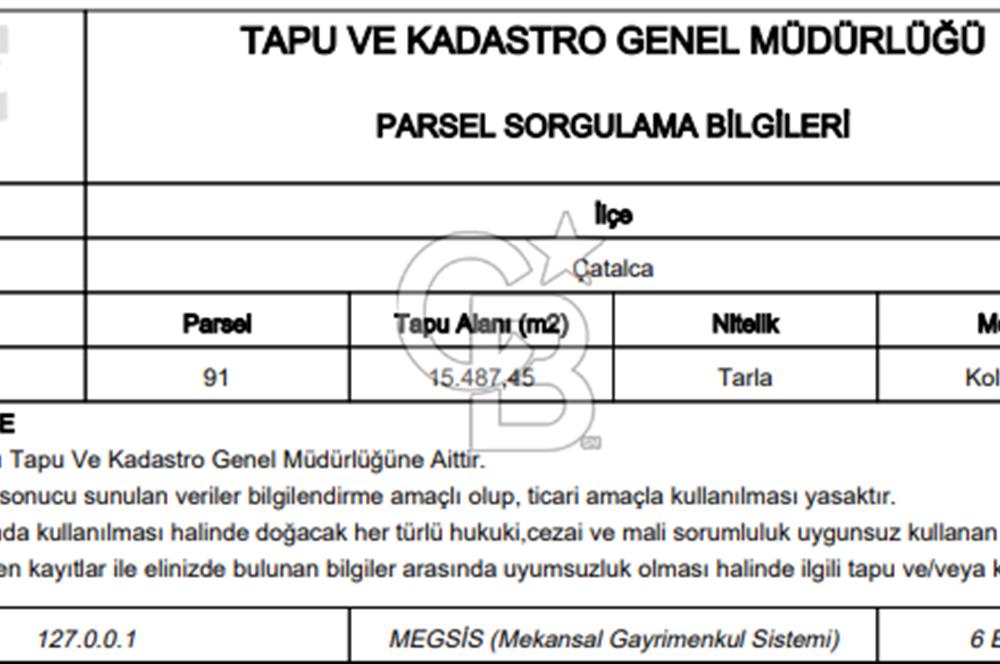 ÇATALCA NAKKAŞ, TOKİ REZERV ALANINDA, HAVAALANINA YAKIN, SATILIK ARSA