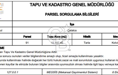 ÇATALCA NAKKAŞ, TOKİ REZERV ALANINDA, HAVAALANINA YAKIN, SATILIK ARSA