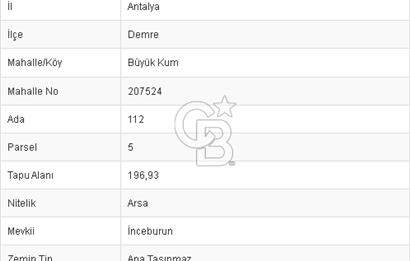 CB BLACK'TAN ANTALYA DEMRE BÜYÜK KUM'DA YATIRIMLIK ARSA