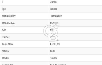 CB BLACK'TEN İNEGÖL HAMZABEY'DE İMAR DİBİ DEĞERLİ ARAZİ