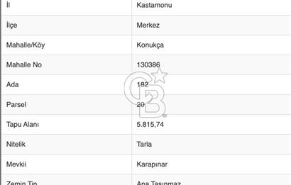 KASTAMONU-KONUKÇA KÖYÜNDE 5.815 m² YATIRIMLIK TARLA KAÇIRMAYIN!