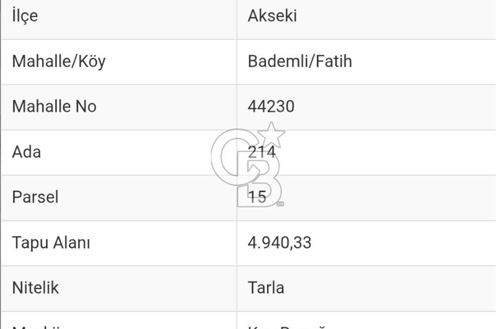 Antalya Akseki Bademli de Yatırımlık Satılık  Tarla 