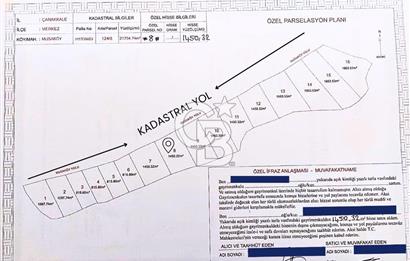 ÇANAKKALE MERKEZ MUSAKÖYDE 1450 M² TAPULU SATILIK PARSEL HİSSESİ