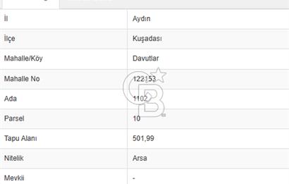 Aydın Kuşadası Davutlar 501 m2 Dubleks Villa İmarlı Satılık Arsa