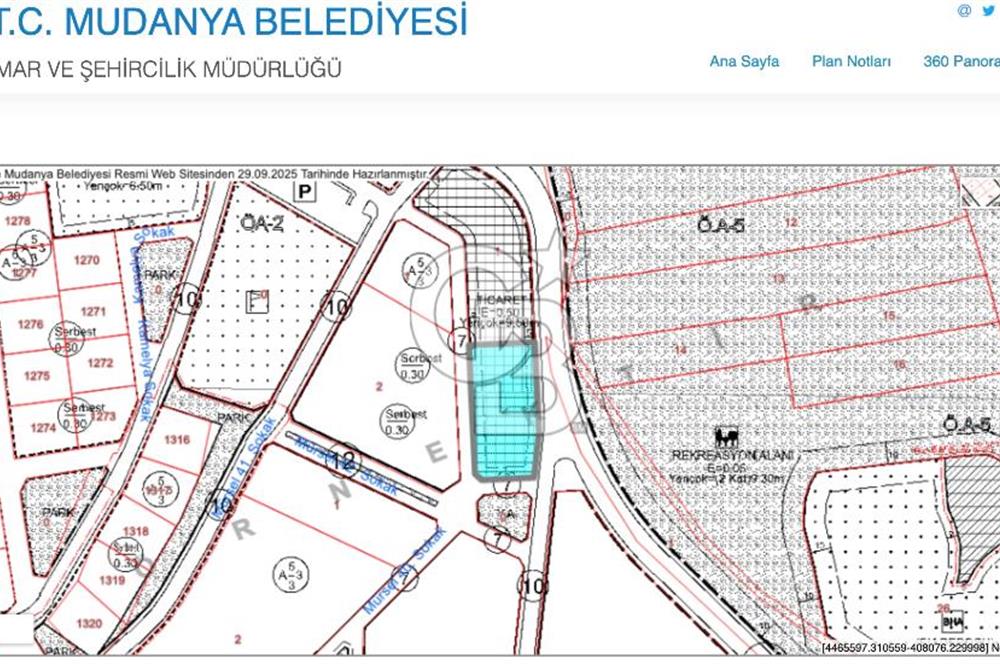 MUDANYA MÜRSEL TİCARİ İMARLI 1876 M2 SATILIK ARSA