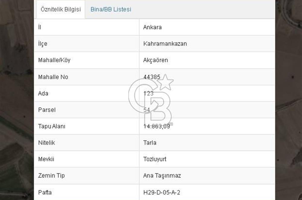 Kahramankazan Akçaörende Satılık Tarla Hissesi