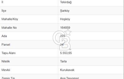 Tekirdağ Şarköy Hoşköy’de İmara 60 m Yatırımlık Arsa