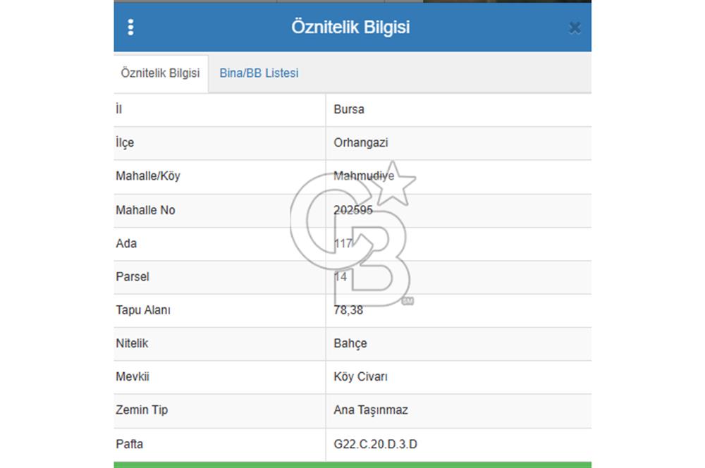 Bursa İli Orhangazi İlçesi Mahmudiye Mah. SATILIK BAHÇE...