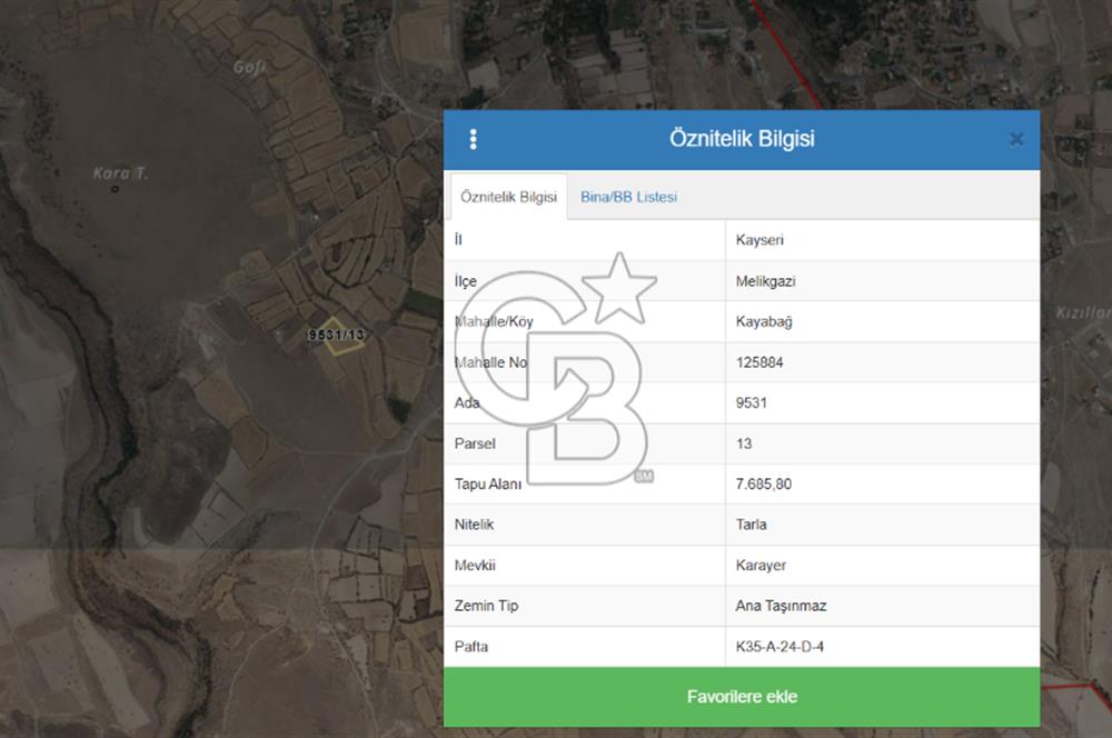 GESİ KAYABAĞDA 7.600 m² TEK TAPU SATILIK TARLA
