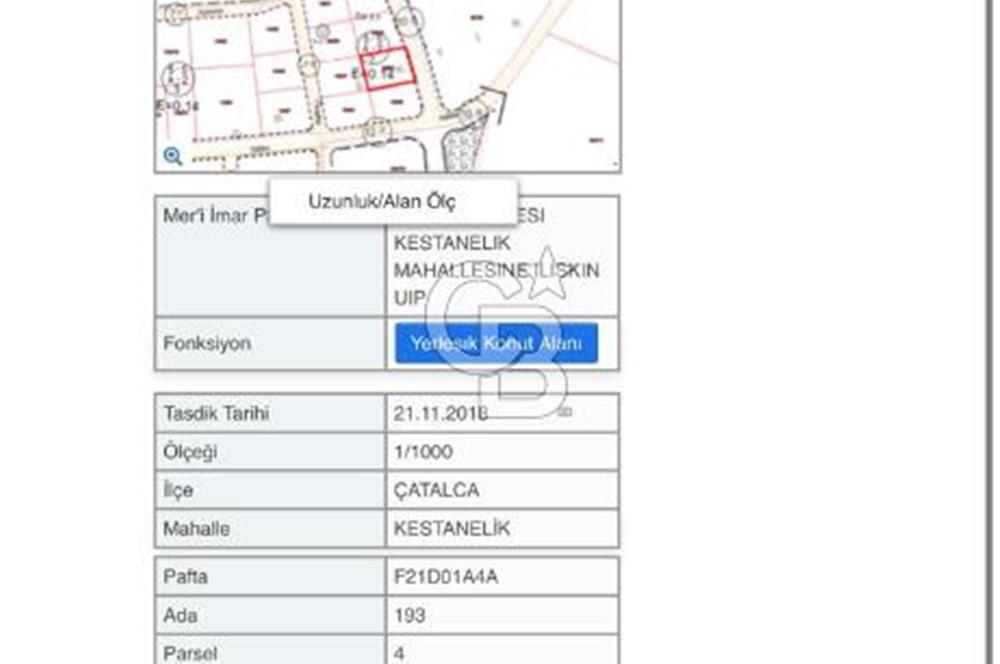 CB SE7EN'DAN ÇATALCA KESTANELİK SATILIK İMARLI ARSA