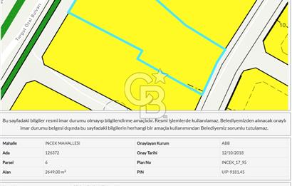 İNCEK TURGUT ÖZAL BLV. CAD 32 MT. CEPHE, 2.649 M2 SATILIK ARSA… MÜSTAKİL