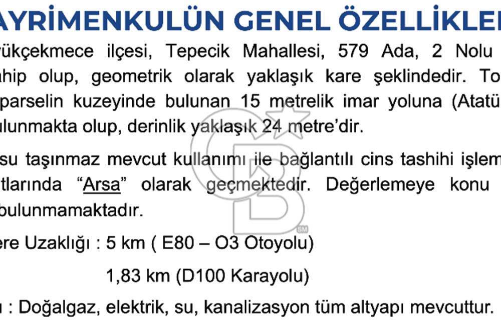 İstanbul, Büyükçekmece, Tepecik, Hürriyet Mah. Konut İmarlı Satılık Arsa, net temiz parsel,  E (KAKS): 0,20 
