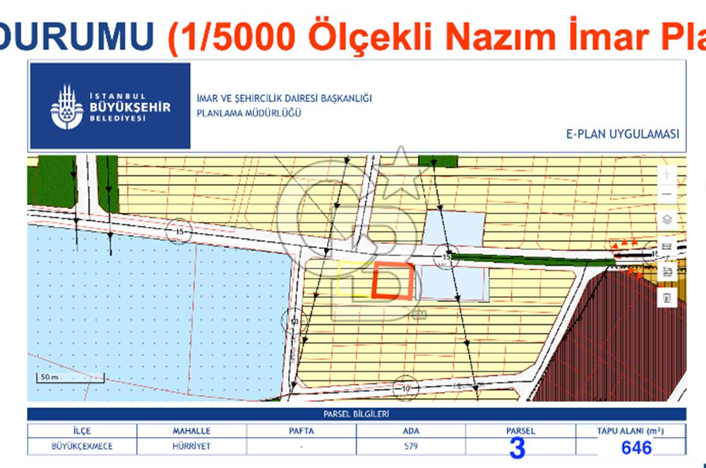 İstanbul, Büyükçekmece, Tepecik, Hürriyet Mah. Konut İmarlı Satılık Arsa, net temiz parsel,  E (KAKS): 0,20 