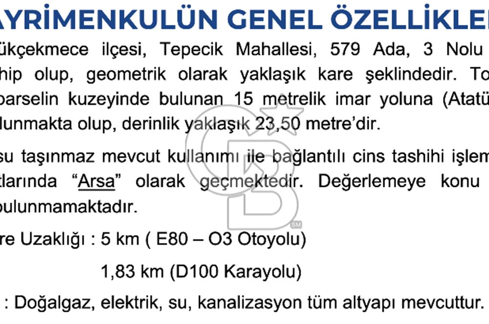 İstanbul, Büyükçekmece, Tepecik, Hürriyet Mah. Konut İmarlı Satılık Arsa, net temiz parsel,  E (KAKS): 0,20 