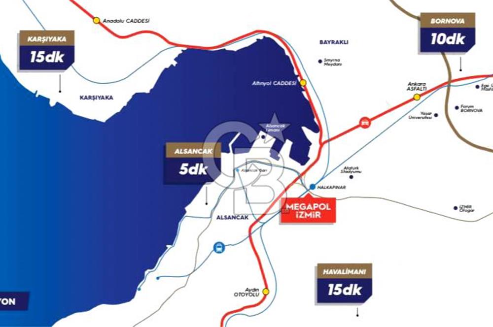 MEGAPOL İZMİR TOWER THREE REZİDANS KULE'DE SATILIK 1+1 DAİRE