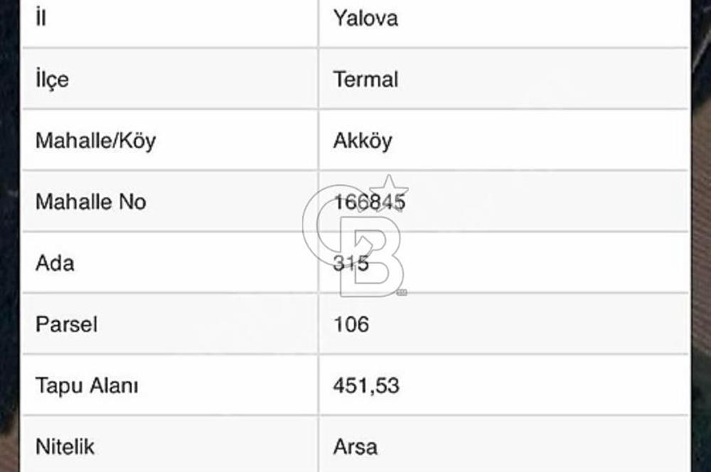 YALOVA TERMAL AKKÖY'DE ŞEHİR MANZARALI 450 M2 ARSA