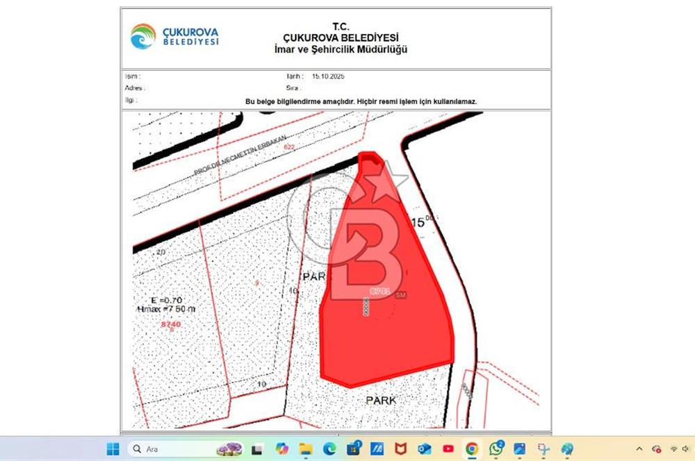 Adana Çukurova Şambayadı Mh. Satılık Arsa Hissesi 