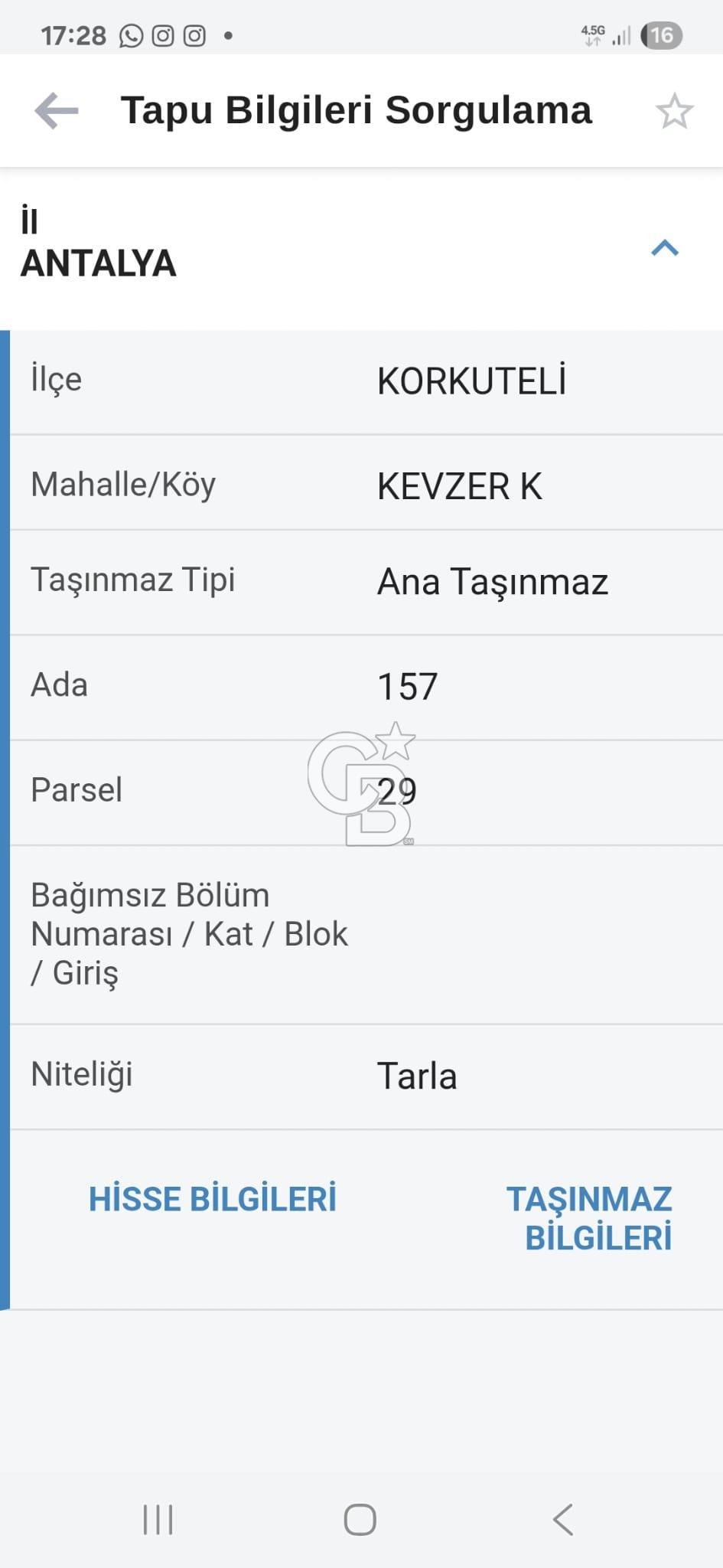 KORKUTELI KEVZER KOYUNDE SATILIK 1015 m2 TARLA