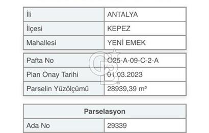 ANTALYA Kepez Yeni Emek mahallesi arsa