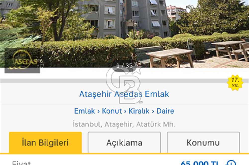 Ataşehir Kardelen 4 Sitesi Kiralık Geniş 3+1