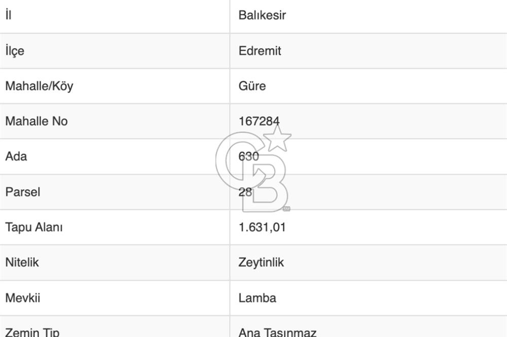 BALIKESİR EDREMİT GÜREDE YOLU BULUNAN SATILIK ZEYTİNLİK
