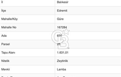 BALIKESİR EDREMİT GÜREDE YOLU BULUNAN SATILIK ZEYTİNLİK