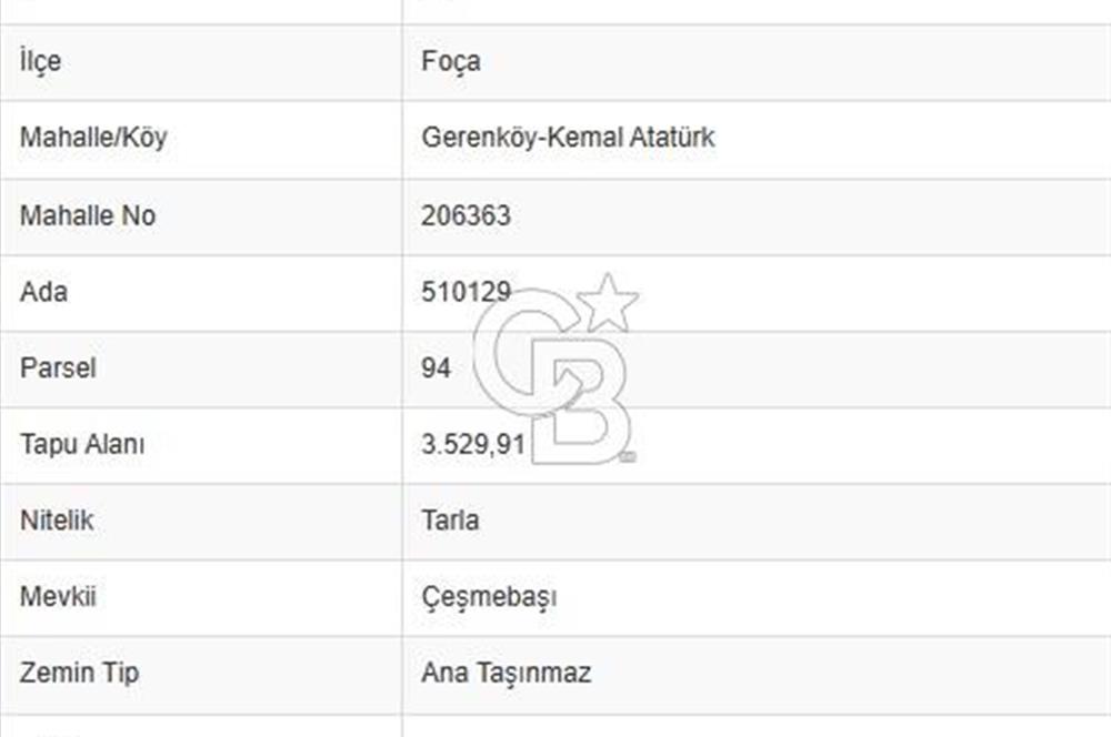 İZMİR FOÇA GERENKÖY SATILIK ARSA
