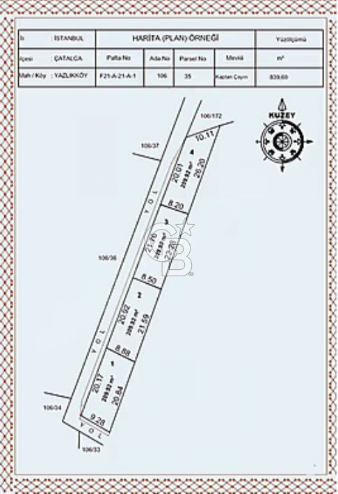 YAZLIKKÖY MH SATİLİK 207 M2 ÖZEL PARSEL