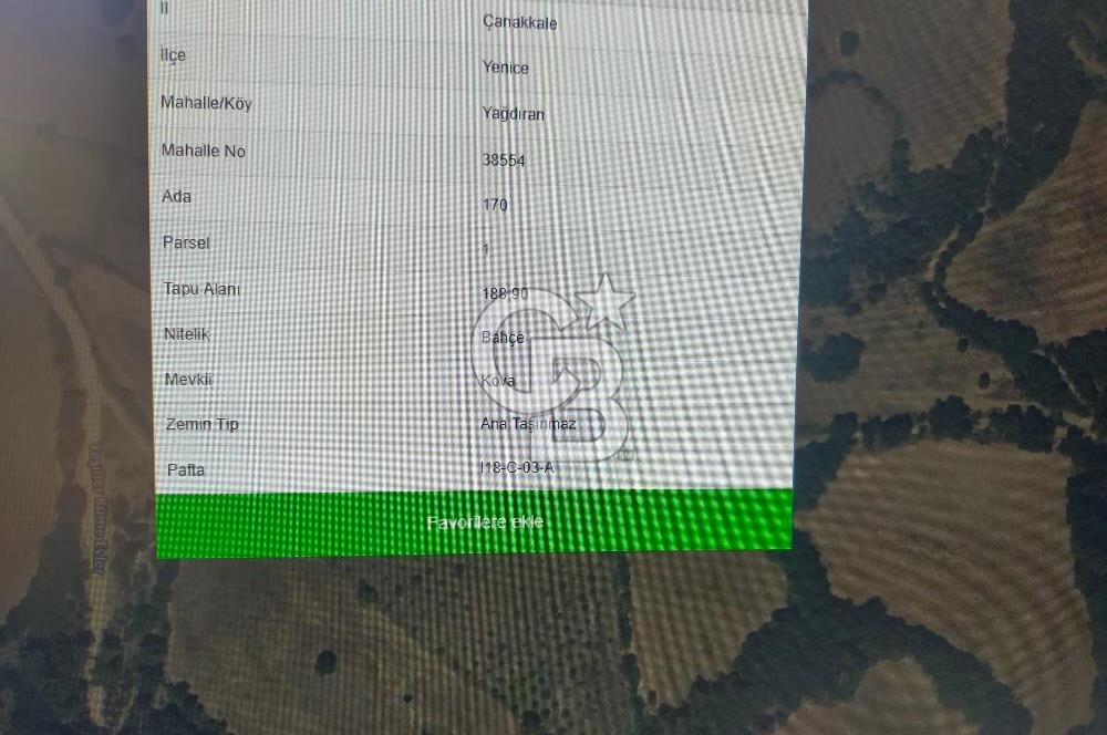 ÇANAKKALE YENİCEDE SATILIK 190 METREKARE BAHÇE