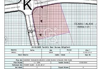 SATILIK ÖMERLİ'DE TİCARİ İMARLI 0.25 EMSAL TEK TAPU 8322 M² ARSA