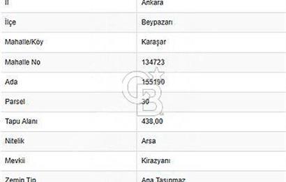 ANKARA BEYPAZARI KARAŞAR'DA SATILIK 438 M2 ARSA!!