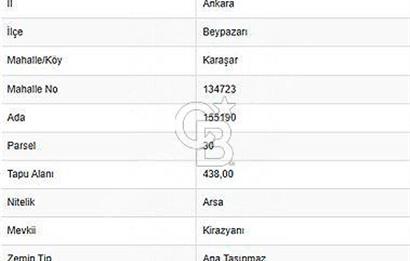 ANKARA BEYPAZARI KARAŞAR'DA SATILIK 438 M2 ARSA!!