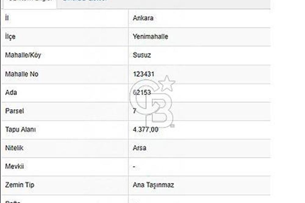 YENİMAHALLE SUSUZ'DA SATILIK 217 M2 ARSA!!(SARAY OSB ARKASI)