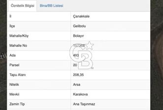 GELİBOLU BOLAYIRDA DENİZE 700 METRE SATILIK ARSA