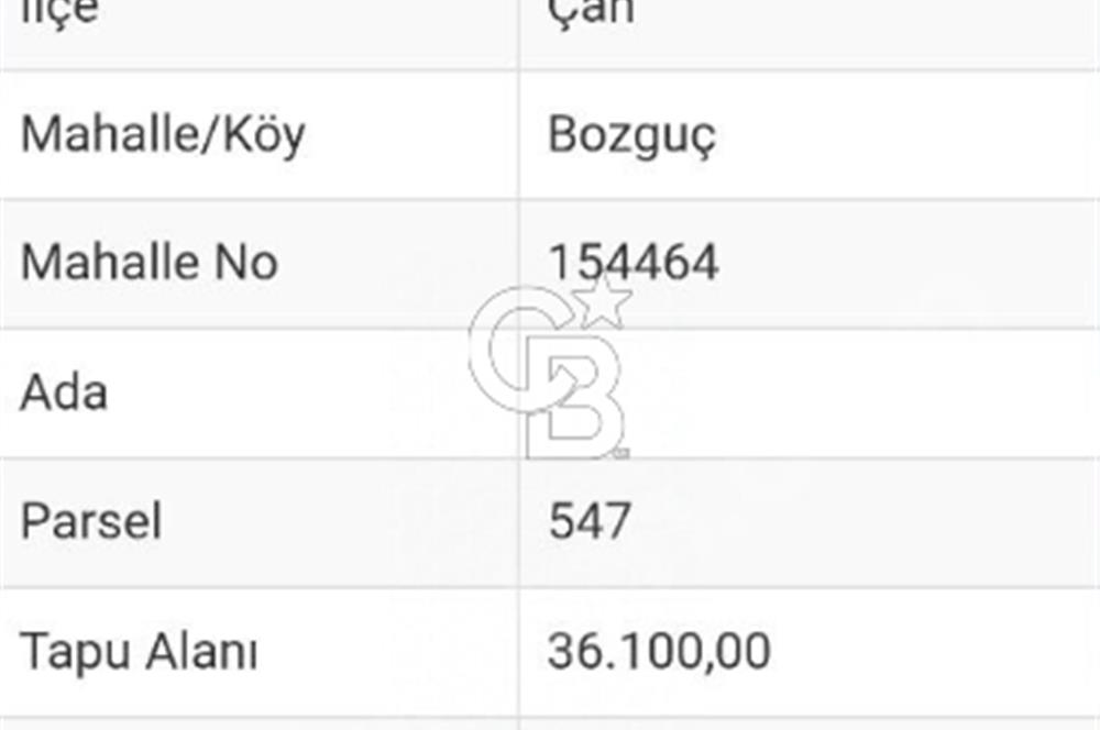 ÇANAKKALE/ÇAN'DA "36.000M2"ARAZİ FIRSAT FİYATA...