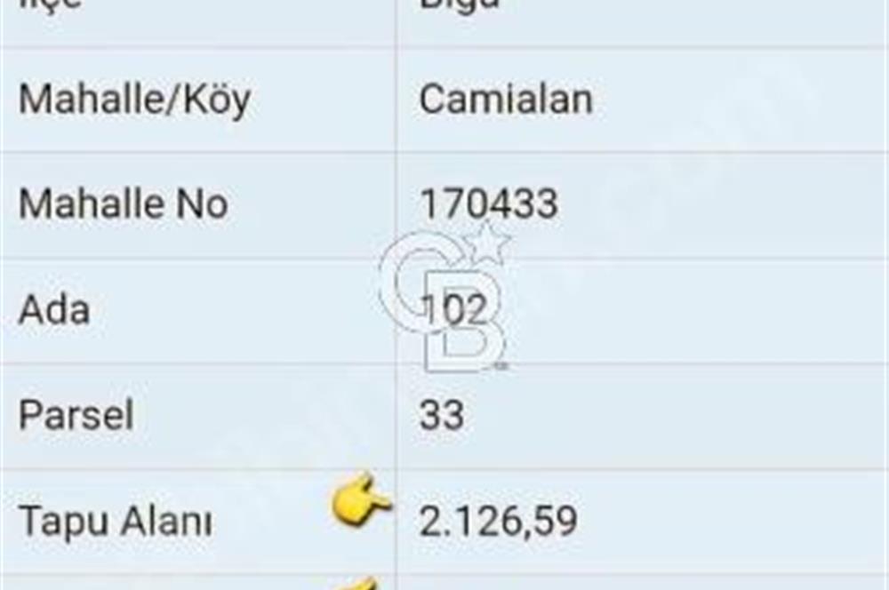ÇANAKKALE/BİGA/CAMİALAN'DA 2126M2 HARİKA ARAZİ...