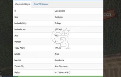 GELİBOLU BOLAYIRDA DENİZE 500 METRE ARSA