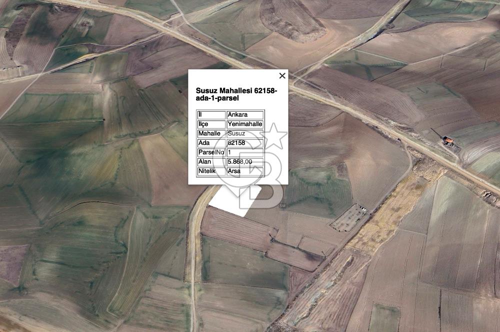 SUSUZDA YOLA CEPHE TEK TAPU 5868 M2 VİLLA ARSASI