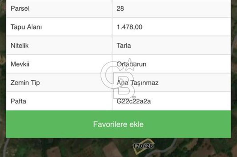 CB BLACK'DEN YALOVA MERKEZ SUGÖREN'DE 1.478 m2 SATILIK TARLA*