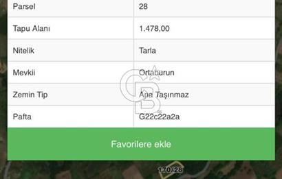 CB BLACK'DEN YALOVA MERKEZ SUGÖREN'DE 1.478 m2 SATILIK TARLA*